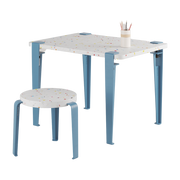 Bureau recycled plastic child 70 x 50 cm blue Tutti Frutti and blue stool Mini Lou - Tiptoe