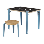 Bureau child white and blue slate 70 x 50 cm Vice Versa and blue oak stool Mini Lou - Tiptoe