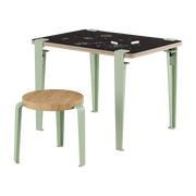 Bureau enfant blanc et verte ardoise 70 x 50 cm Vice Versa et tabouret chêne vert Mini Lou - Tiptoe