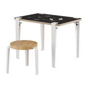 Bureau child white slate 70 x 50 cm Vice Versa and white oak stool Mini Lou - Tiptoe