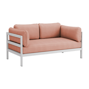Sofá 2 plazas en metal gris y tela rosa Easy - Tiptoe