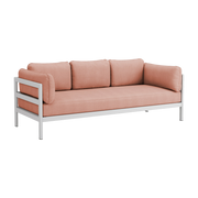 Sofá 3 plazas en metal gris y tela rosa Easy - Tiptoe