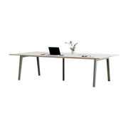 Bureau open-space en stratifié blanc 280 x 140 cm piètements gris et noir New Modern - Tiptoe