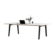 Bureau open-space in white laminate 240 x 140 cm black legs New Modern - Tiptoe