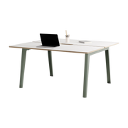 Bureau open-space in white laminate 150 x 140 cm eucalyptus grey legs New Modern - Tiptoe