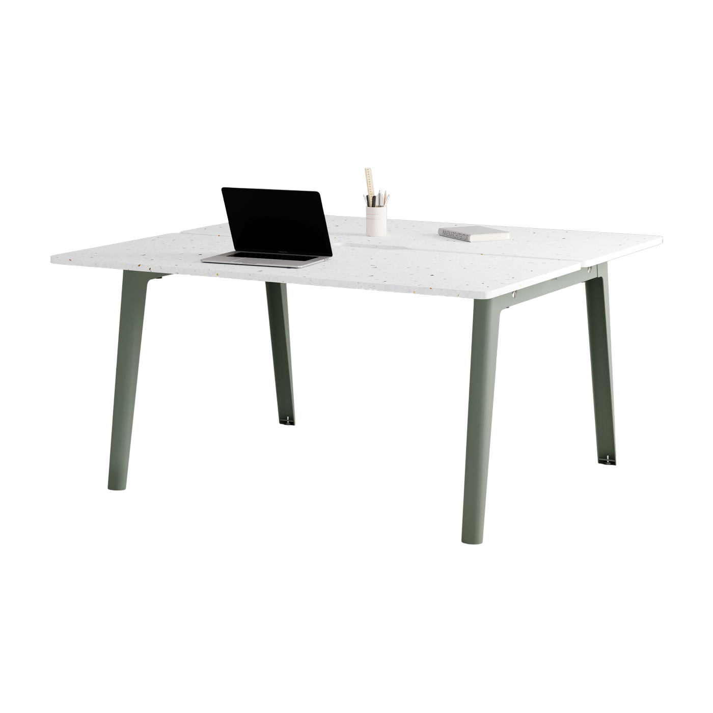 Bureau recycled plastic open-space 150 x 140 cm eucalyptus grey legs New Modern - Tiptoe