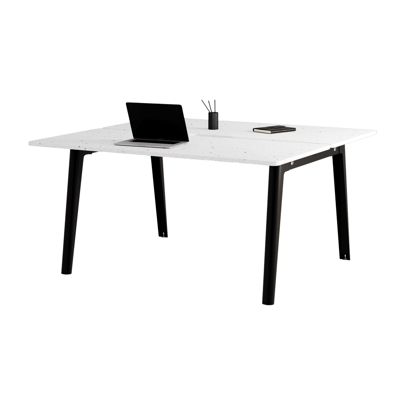 Bureau open-space en plastique recyclé 150 x 140 cm piètements noirs New Modern - Tiptoe