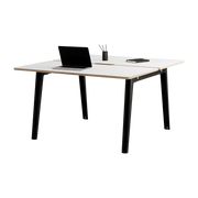 Bureau open-space white laminate 130 x 140 cm black legs New Modern - Tiptoe