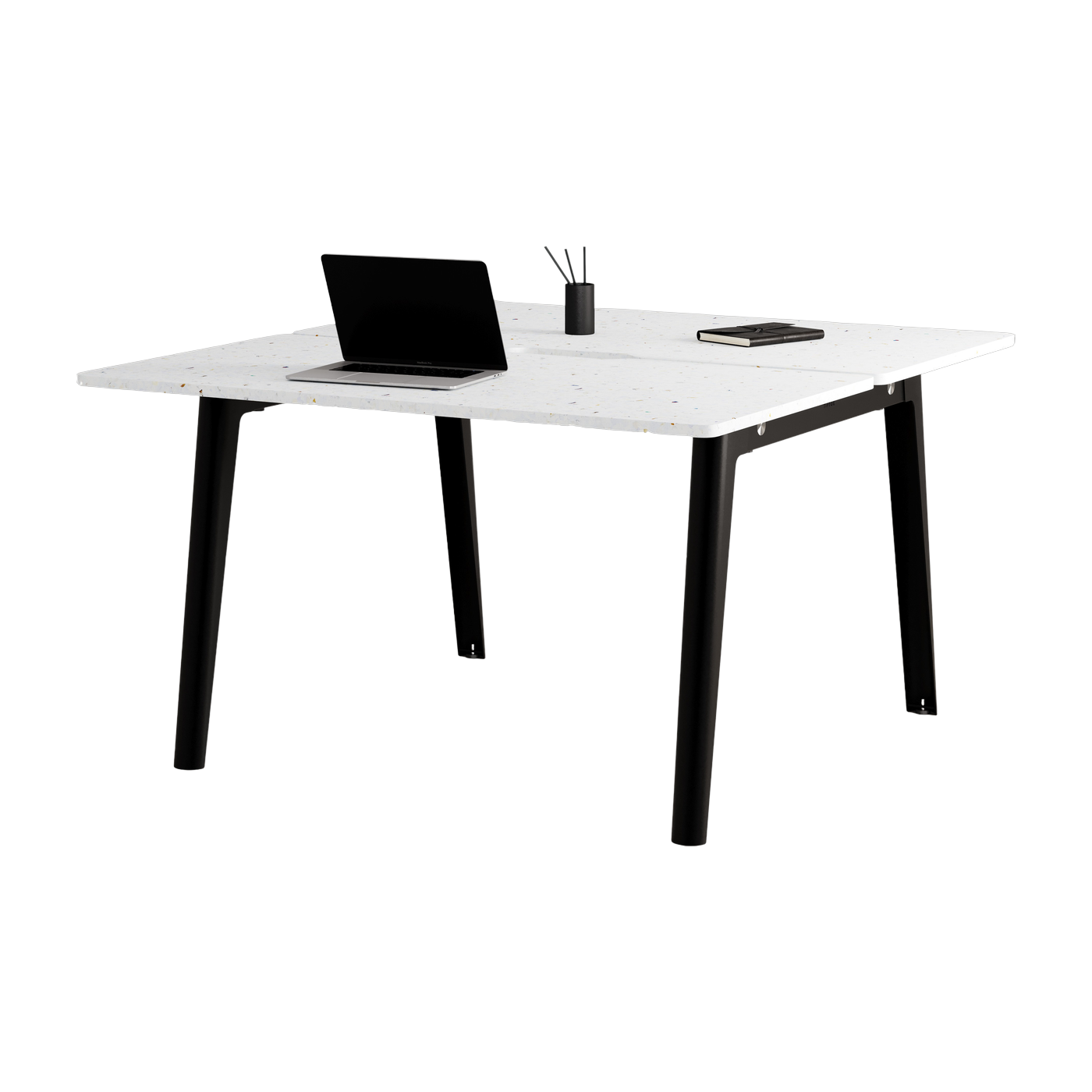 Bureau open-space en plastique recyclé 130 x 140 cm piètements noirs New Modern - Tiptoe