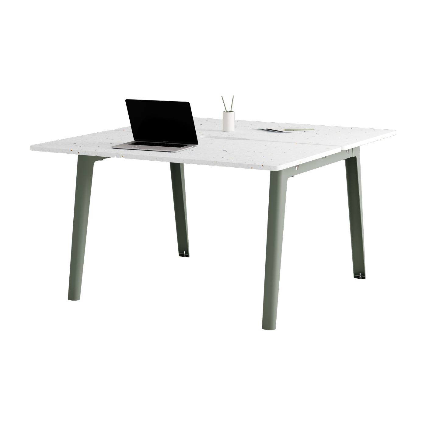 Bureau recycled plastic open-space 130 x 140 cm eucalyptus grey legs New Modern - Tiptoe