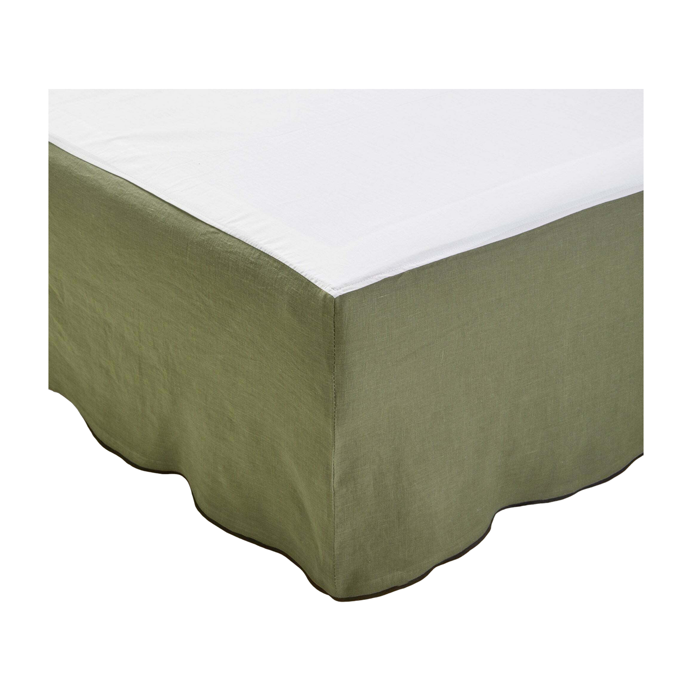 Cache Sommier Kaki Et Bourdon Noir 140 x 200 cm Carlina - Madura