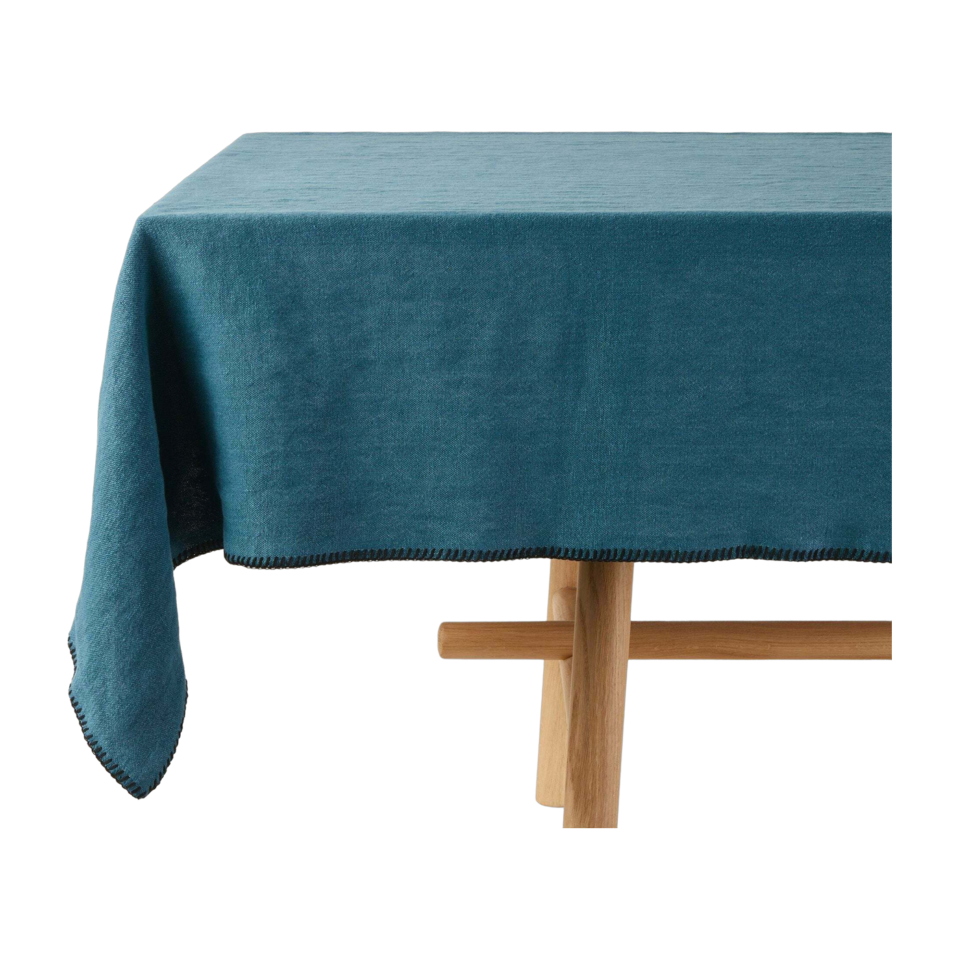 Rechteckige Tischdecke indigo und schwarze Feston 140 x 250 cm Nino -. Madura