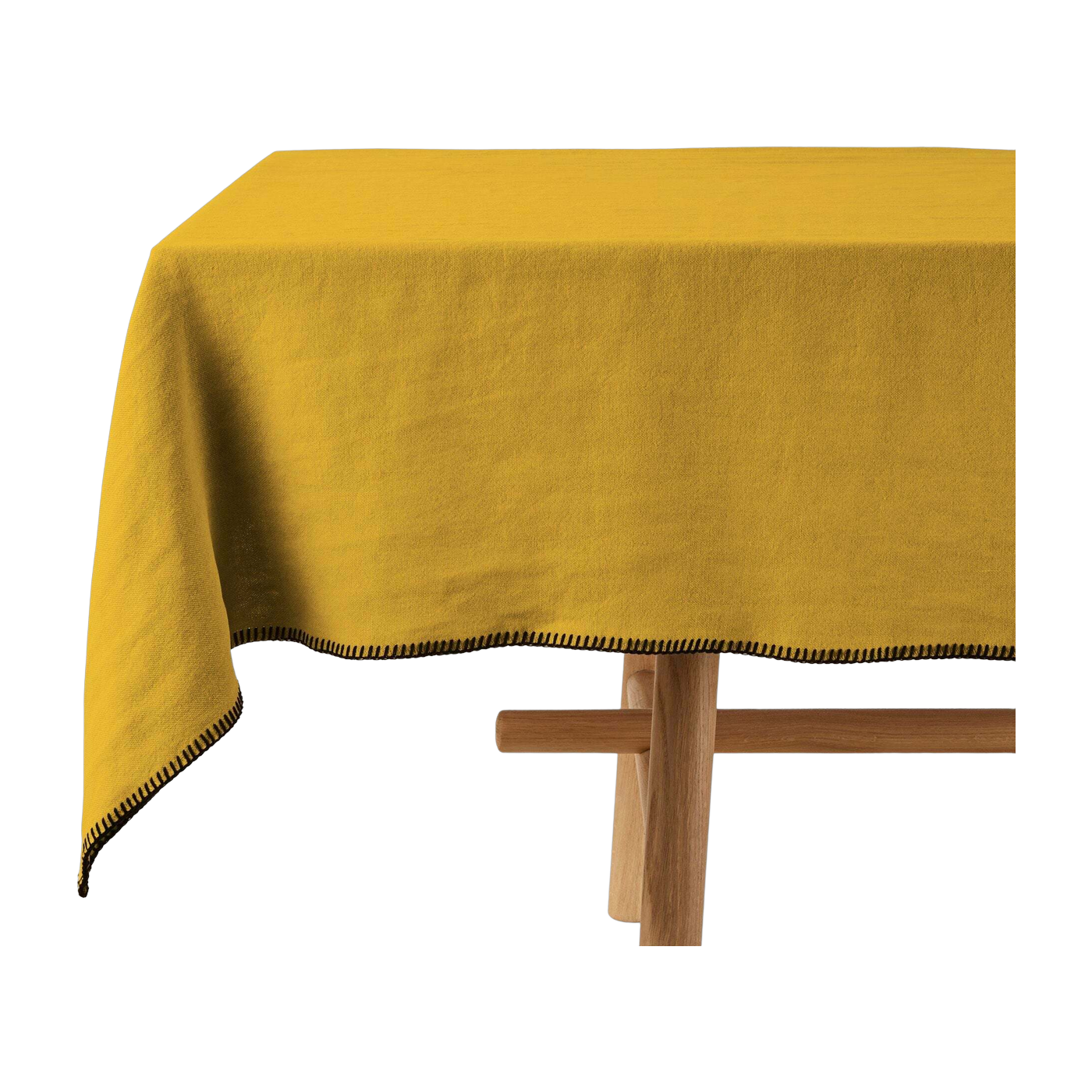 Rechteckige Tischdecke in Ockergelb mit Feston 140 x 250 cm Nino - Madura