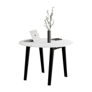 Mesa ronde de plástico reciclado blanco D108 x 75 cm patas negras Nuevo Moderno - Tiptoe