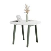 Table ronde in white recycled plastic D108 x 75 cm eucalyptus grey legs New Modern - Tiptoe