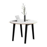 Table ronde in white laminate D110 x 75 cm black legs New Modern - Tiptoe