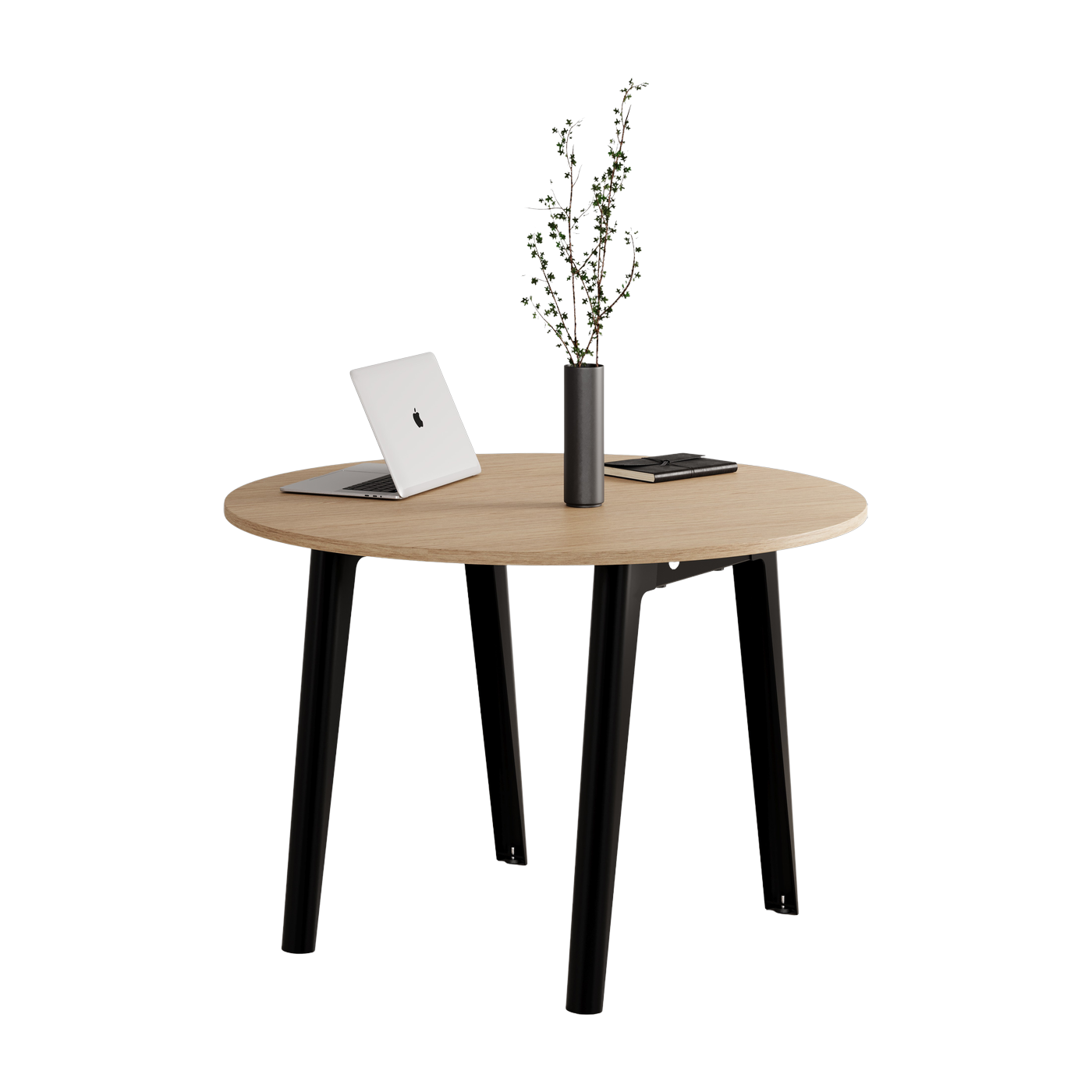 Table ronde in eco-certified oak D110 x 75 cm black legs New Modern - Tiptoe
