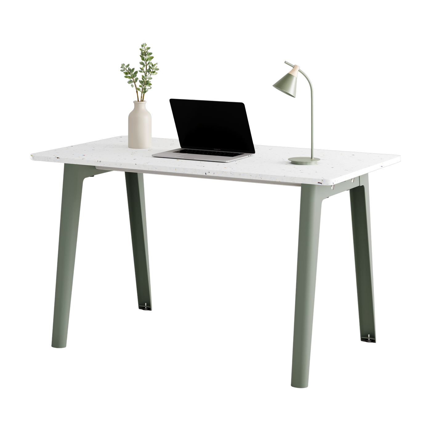 Bureau in white recycled plastic 130 x 70 cm eycalyptus grey legs New Modern - Tiptoe