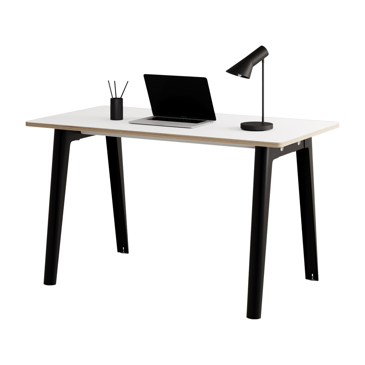 Bureau en stratifié blanc 130 x 70 cm piètements noirs New Modern -Tiptoe
