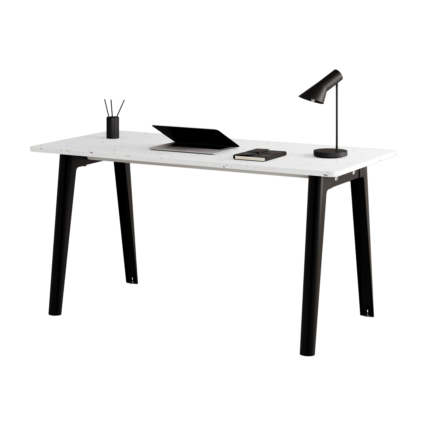 Bureau en plastique recyclé blanc 150 x 70 cm piètements noirs New Modern -Tiptoe