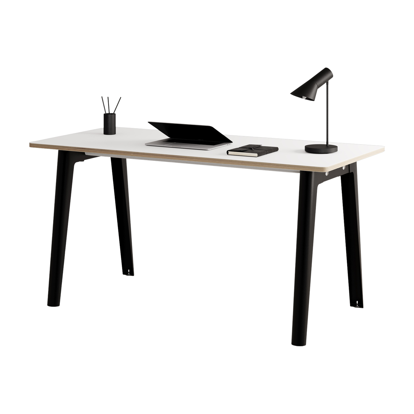 Bureau en stratifié blanc 150 x 70 cm piètements noirs New Modern -Tiptoe