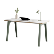 Bureau en laminado blanco 150 x 70 cm con patas en gris eucalipto New Modern - Tiptoe