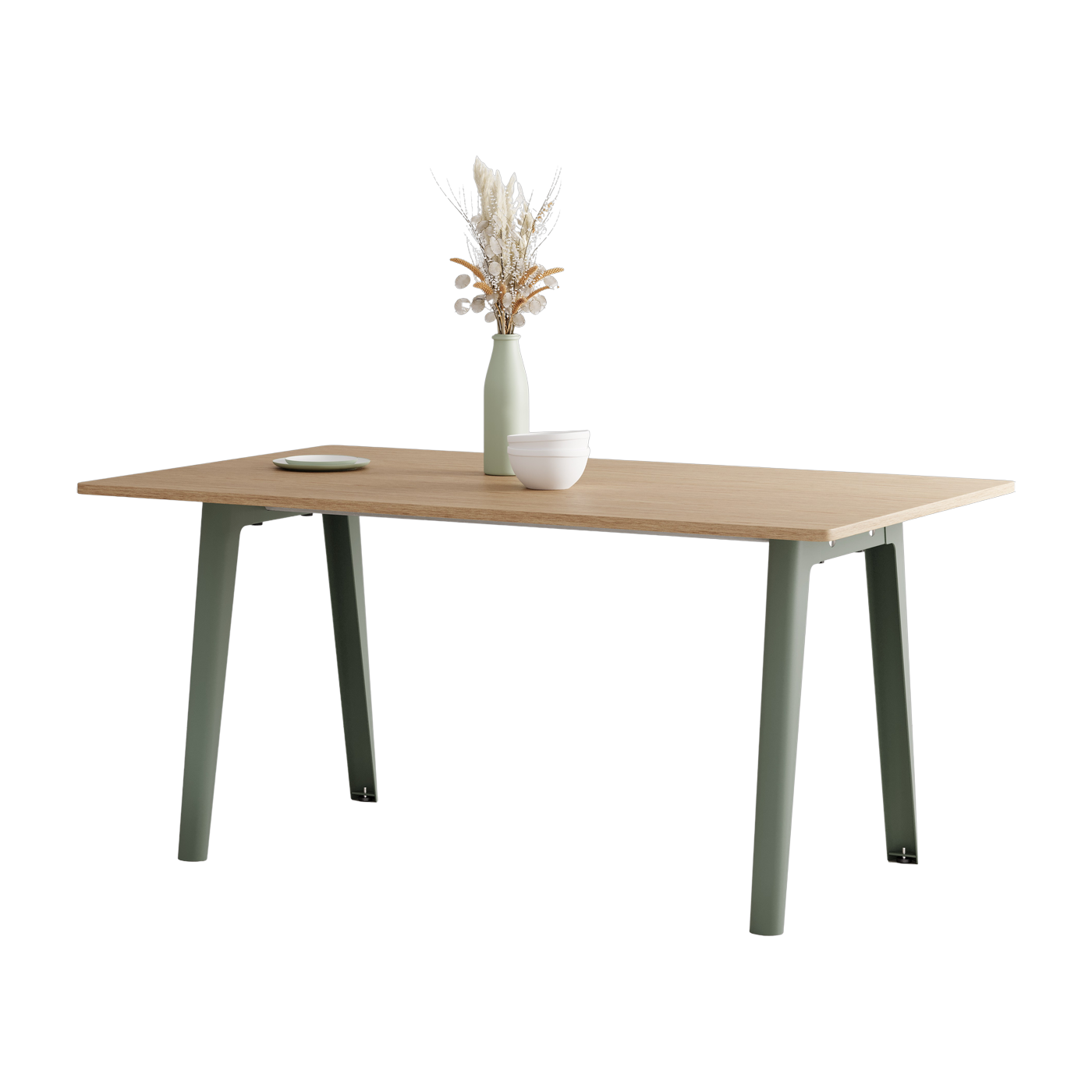 Eco-certified oak dining table 160 x 95 cm eucalyptus grey legs New Modern - Tiptoe