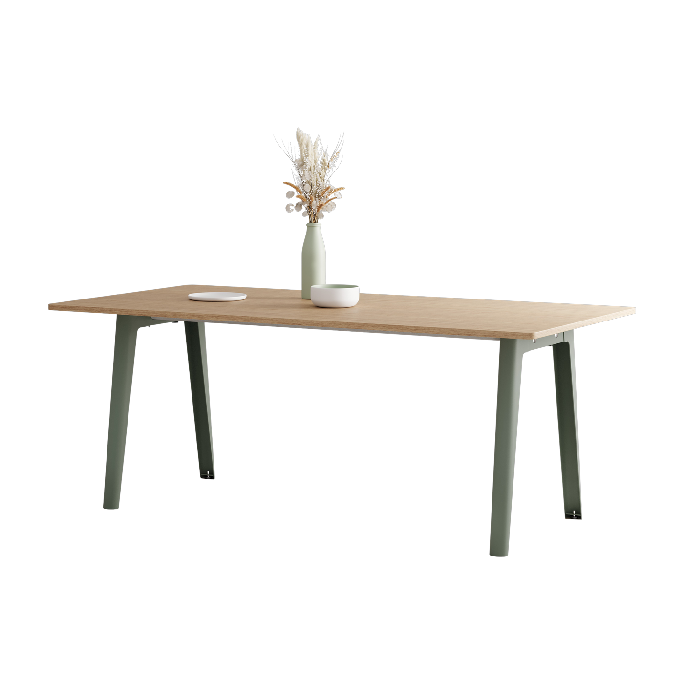 Eco-certified oak dining table 190 x 95 cm eucalyptus grey legs New Modern - Tiptoe
