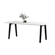 White recycled plastic dining table 190 x 95 cm black legs New Modern - Tiptoe
