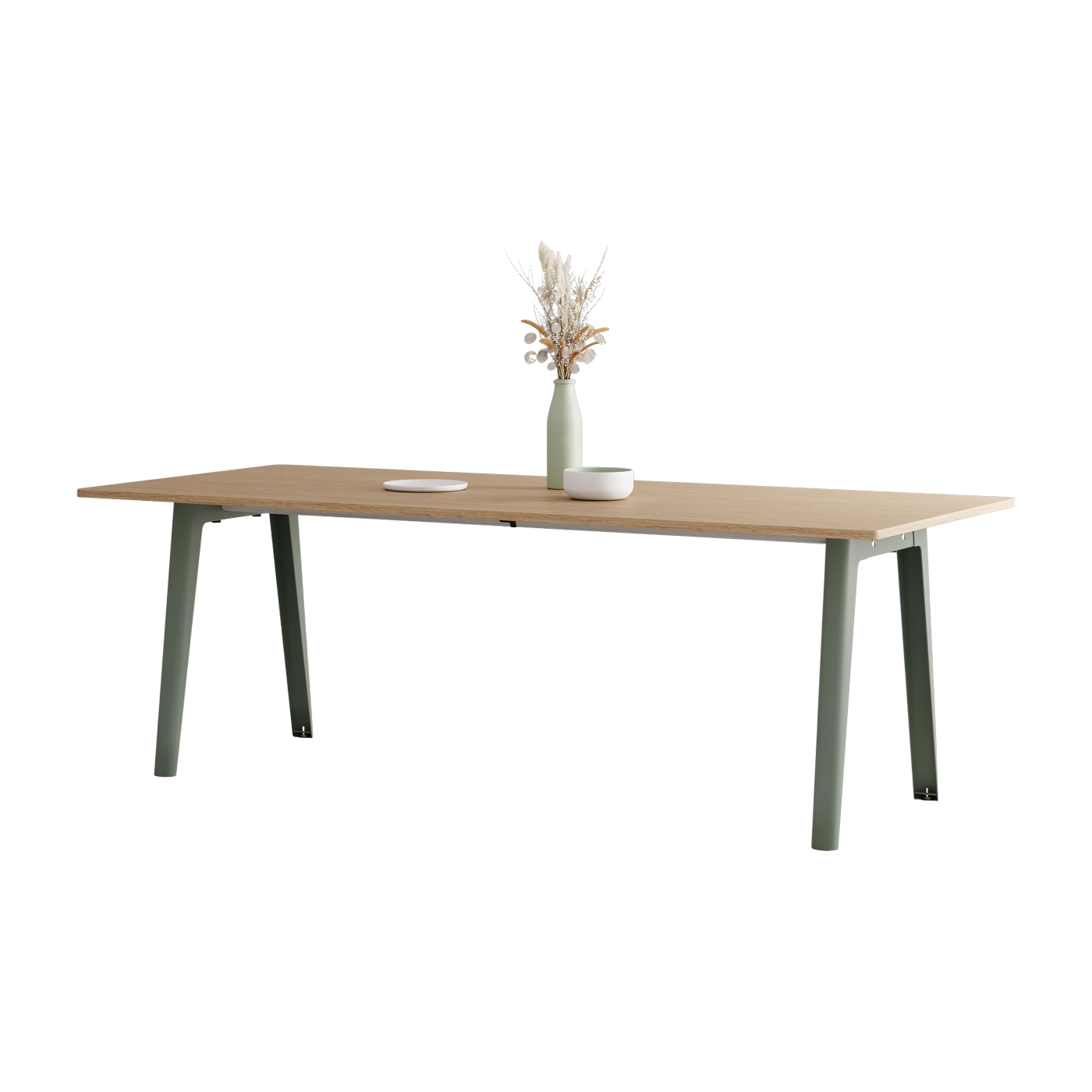 Eco-certified oak dining table 220 x 95 cm eucalyptus grey legs New Modern - Tiptoe