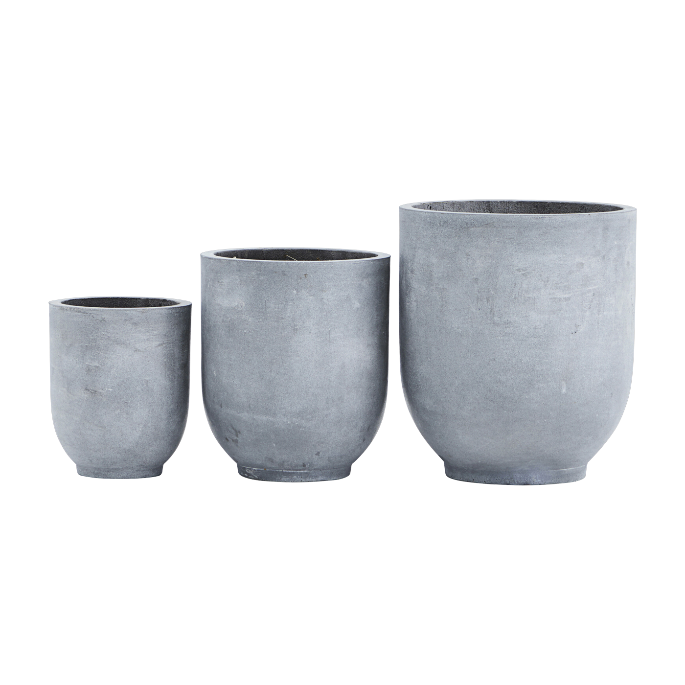 3 Grey concrete rounded planters - House Doctor