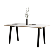 White laminate dining table 160 x 95 cm black legs New Modern - Tiptoe