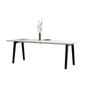White laminate dining table 220 x 95 cm black legs New Modern - Tiptoe