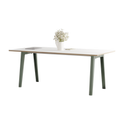 Table à manger en stratifié blanc 190 x 95 cm piètements gris eucalyptus New Modern - Tiptoe