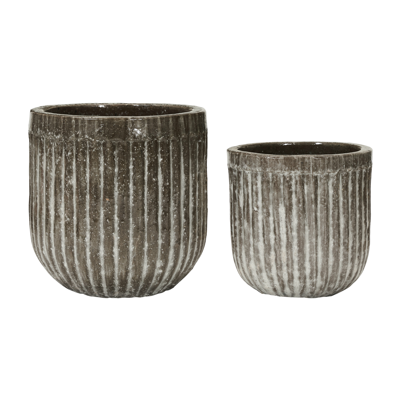 2 Brown Patterned Planters - House Doctor