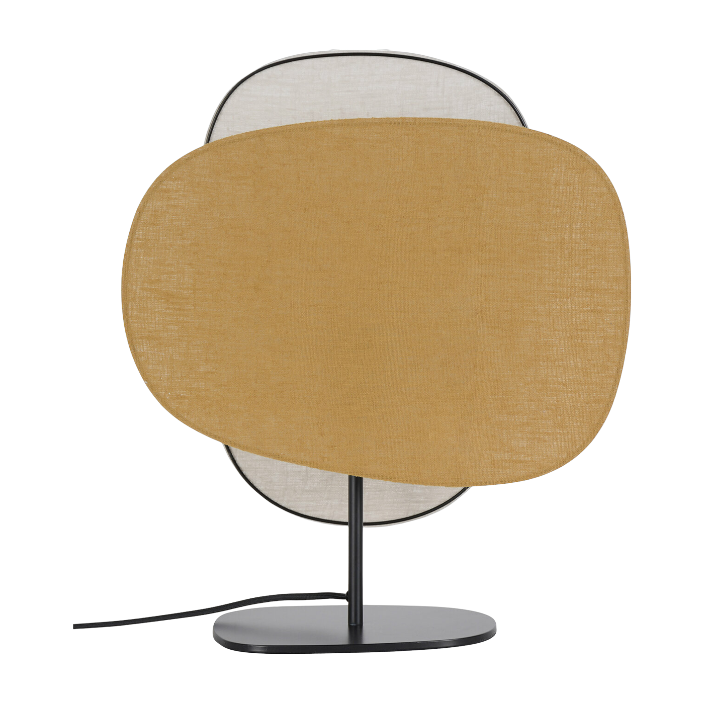 Tischlampe mit 2 Schirmen aus Birken- und Curry-Leinen Screen 70's -. Market Set