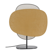 Table lamp 2 screens in birch linen and curry Screen 70's - Market Set
