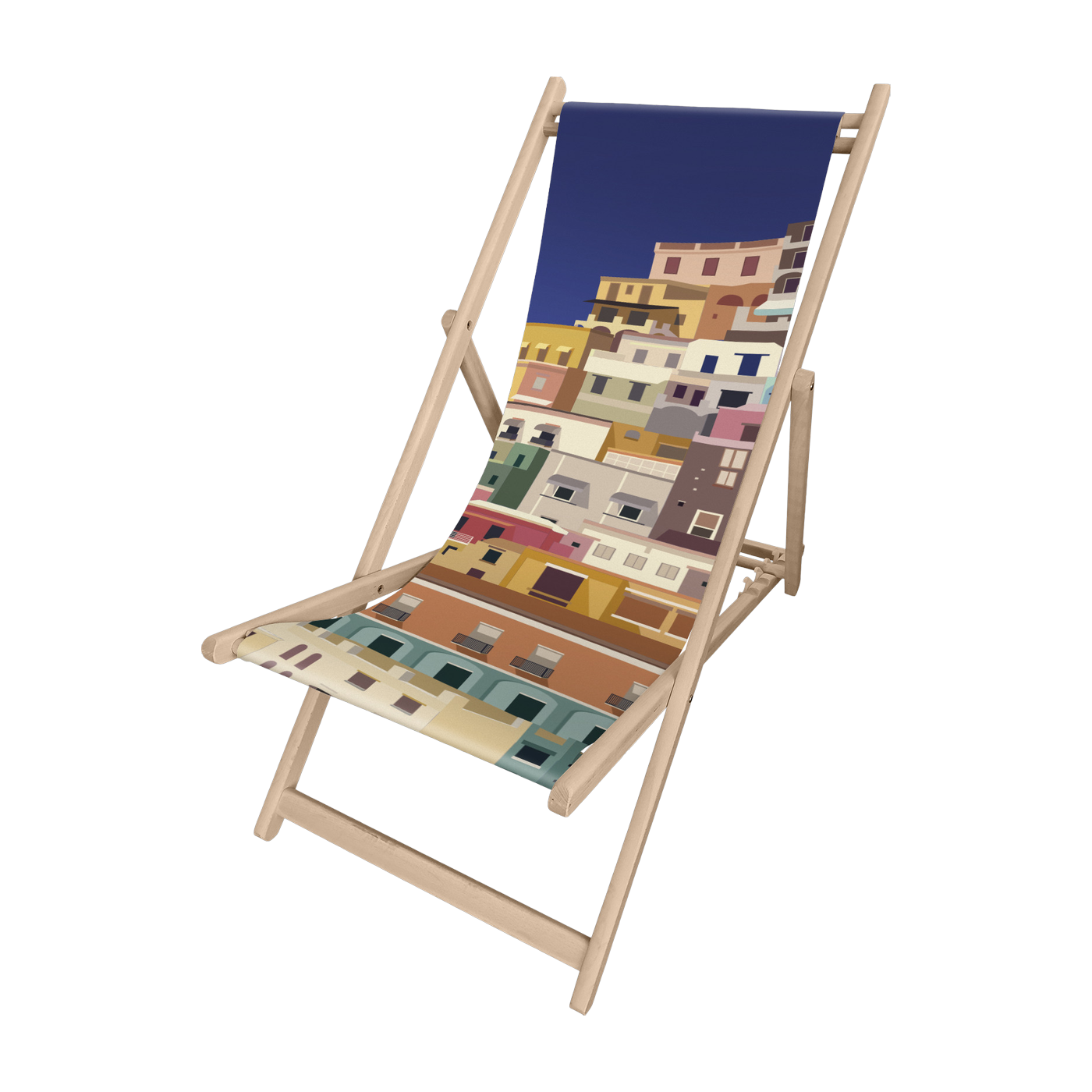 Outdoor wood and canvas printed chilienne Village - Podevâche