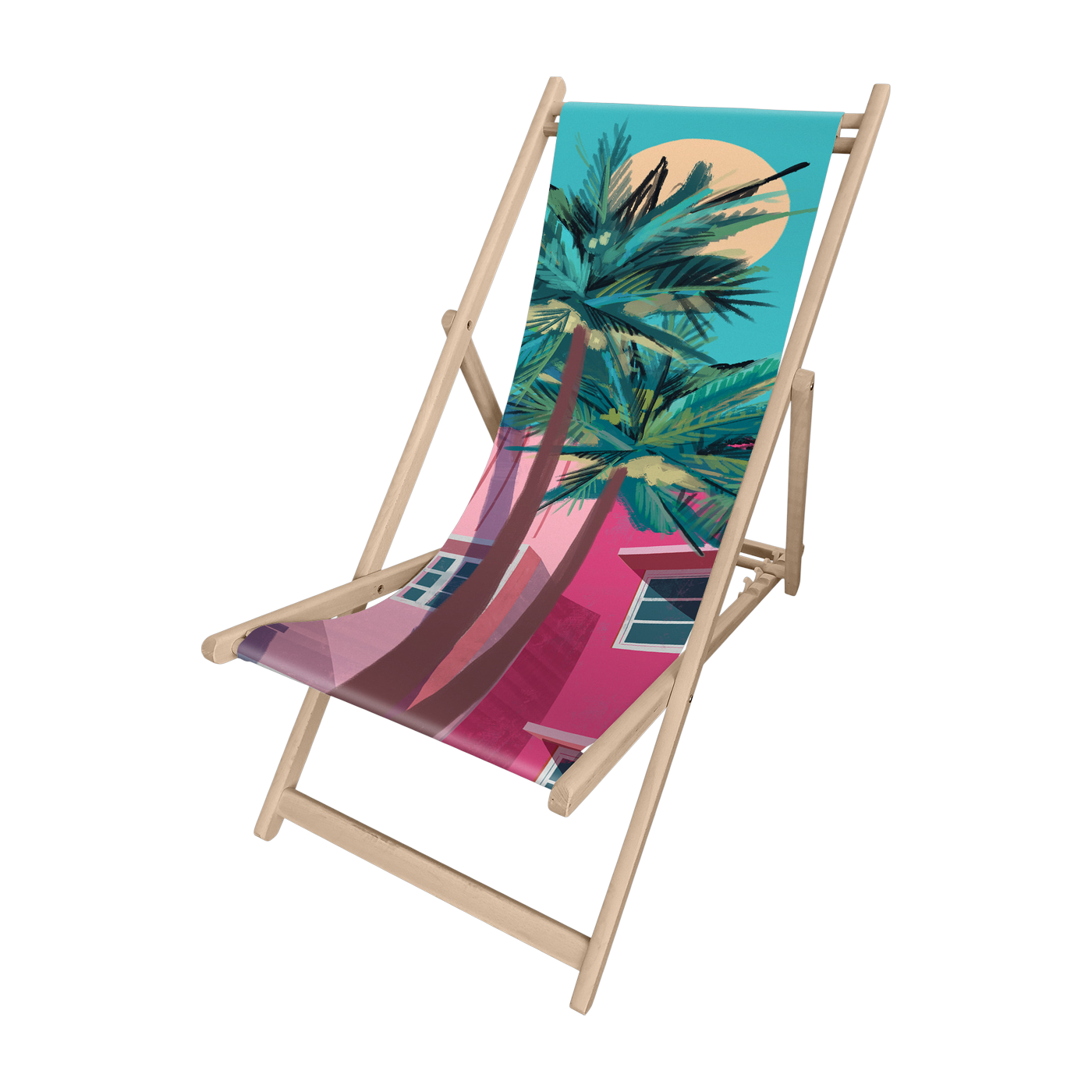 Chilienne Outdoor aus Holz und bedruckter Leinwand Palme - Podevâche