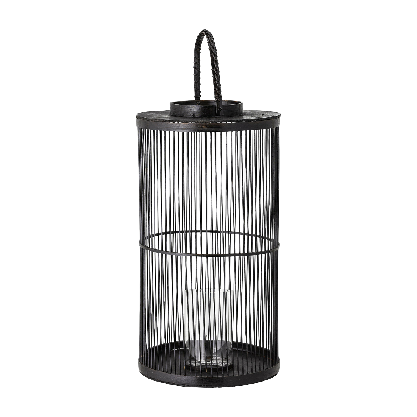 Effie Lantern W/Glass Black Bamboo - Bloomingville