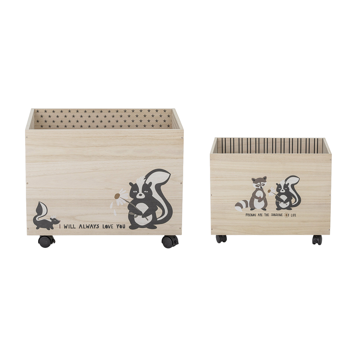 Nonni storage box con ruote di black Paulownia - Bloomingville Mini