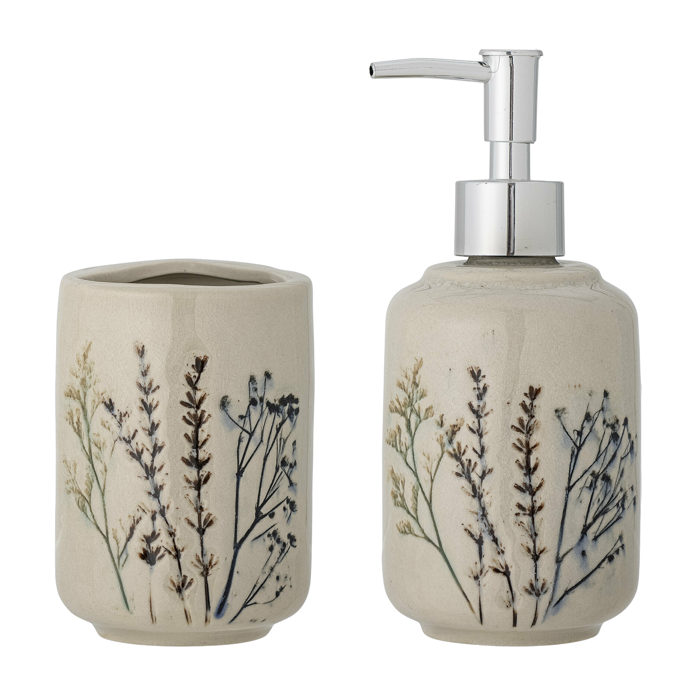 Ensemble distributeur de savon Bea Nature Grès - Bloomingville