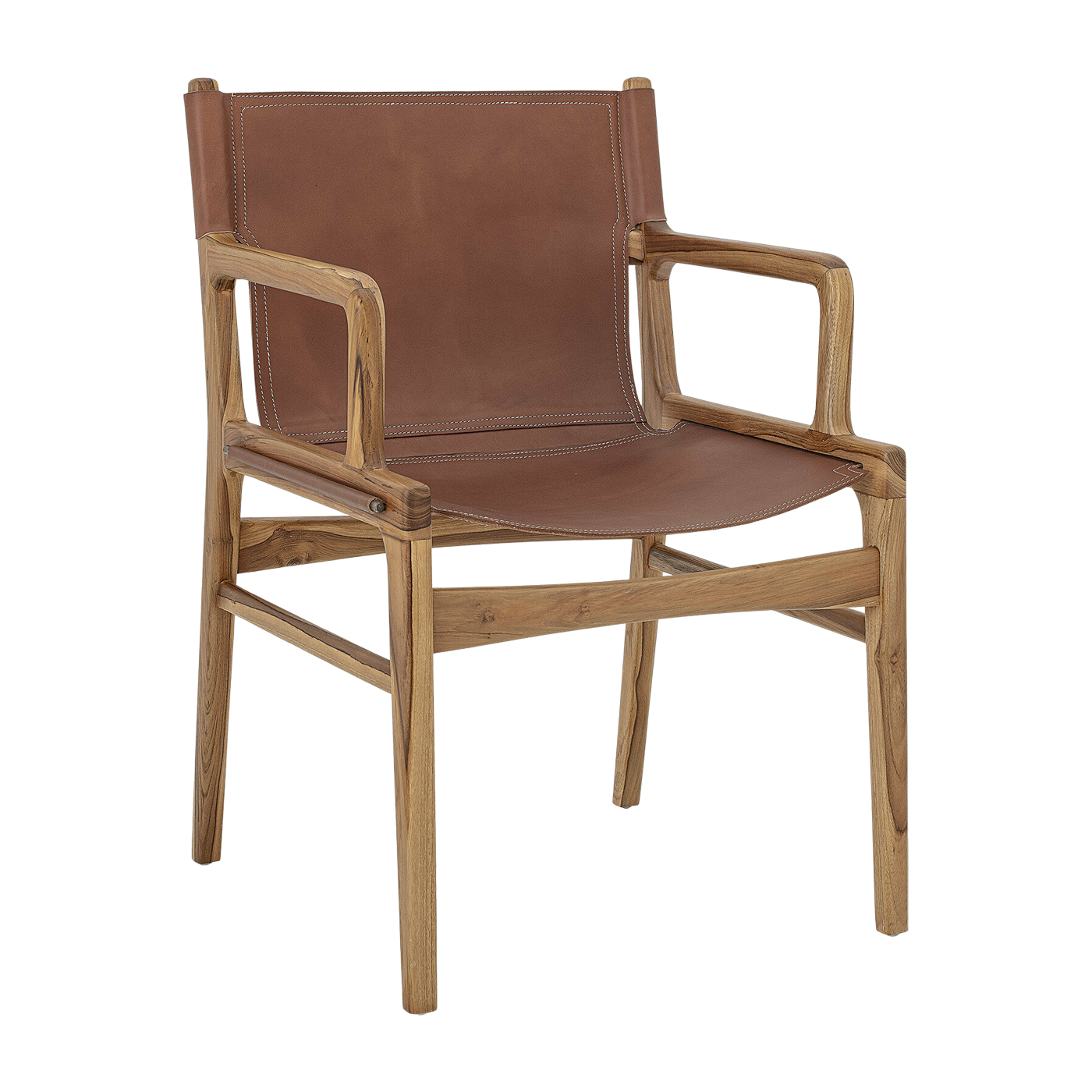 Chaise avec accoudoirs en cuir brun Ollie - Bloomingville