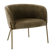 Sillón de terciopelo marrón con patas bronce Polka - Pomax