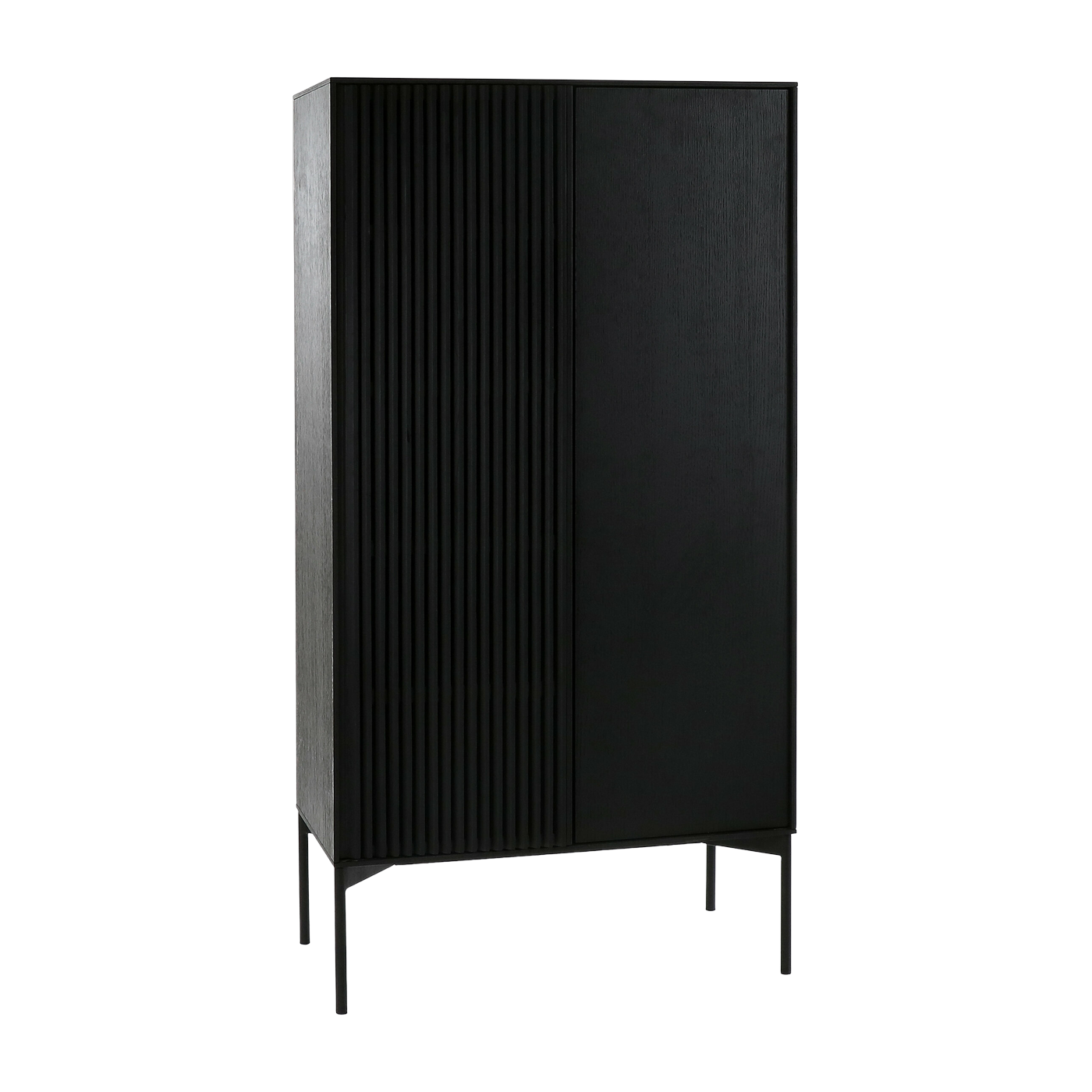 Pudong 2-door black oak and metal cabinet - Pomax