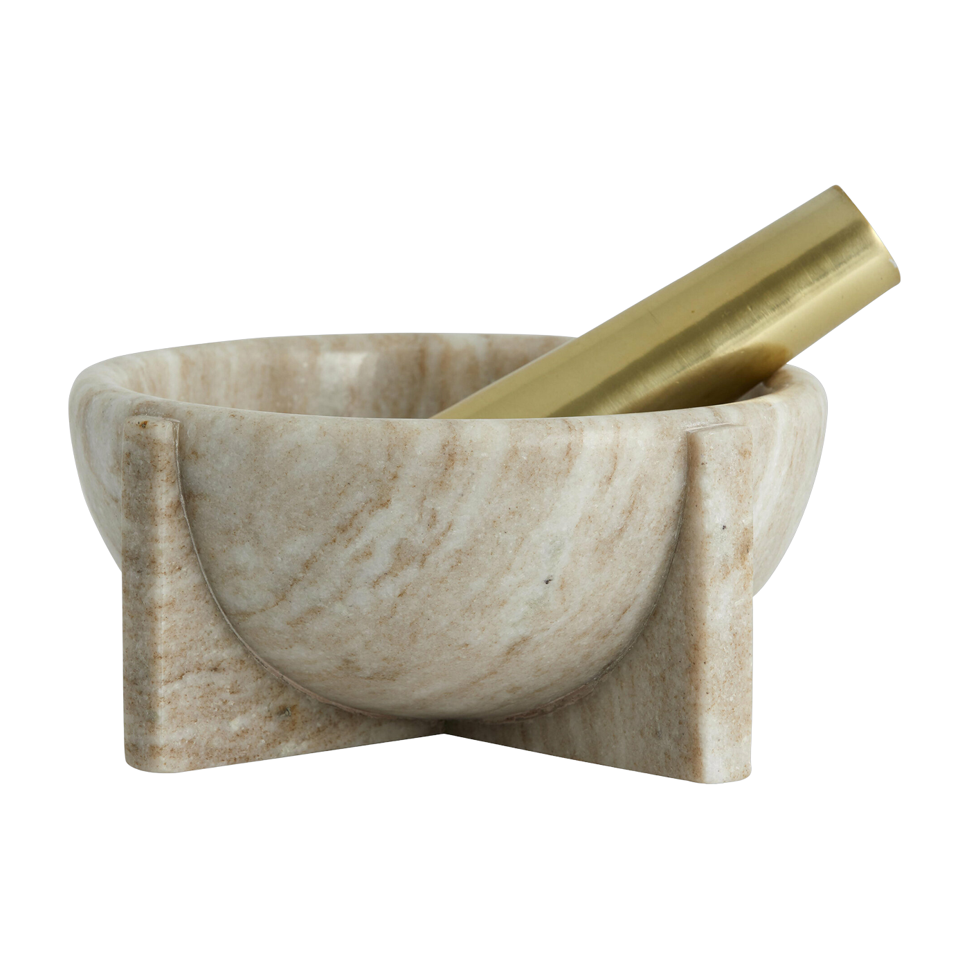Mörser aus marbre beige und Stößel aus vergoldetem Metall Rocoto - Nordar.