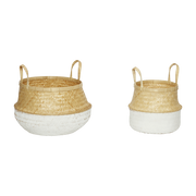 Basket W/White Bottom Bamboo White/Nature S/2 - Hübsch