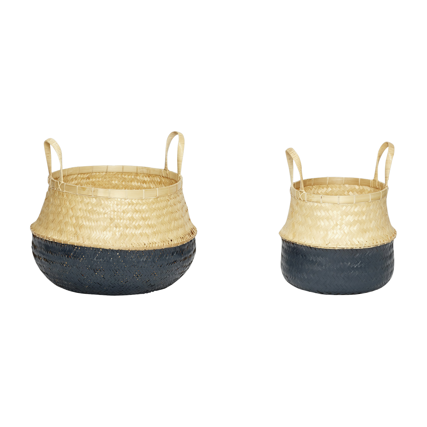 Basket W/Grey Bottom Bamboo Grey/Nature S/2 - Hübsch