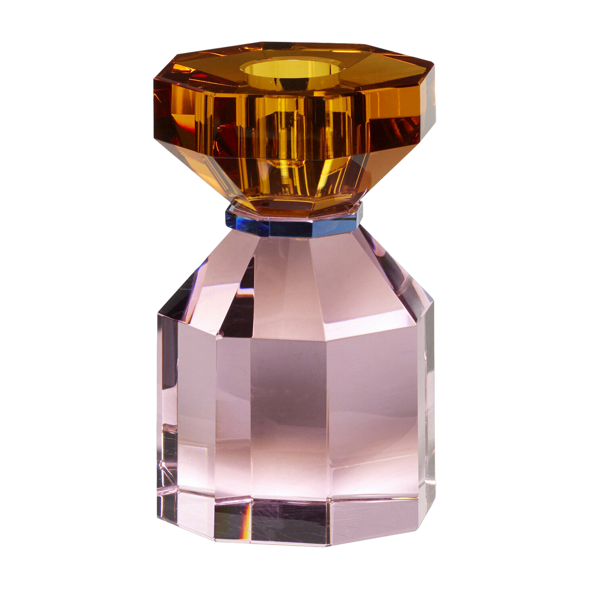Bougeoir en cristal orange et rose Gem - Hübsch