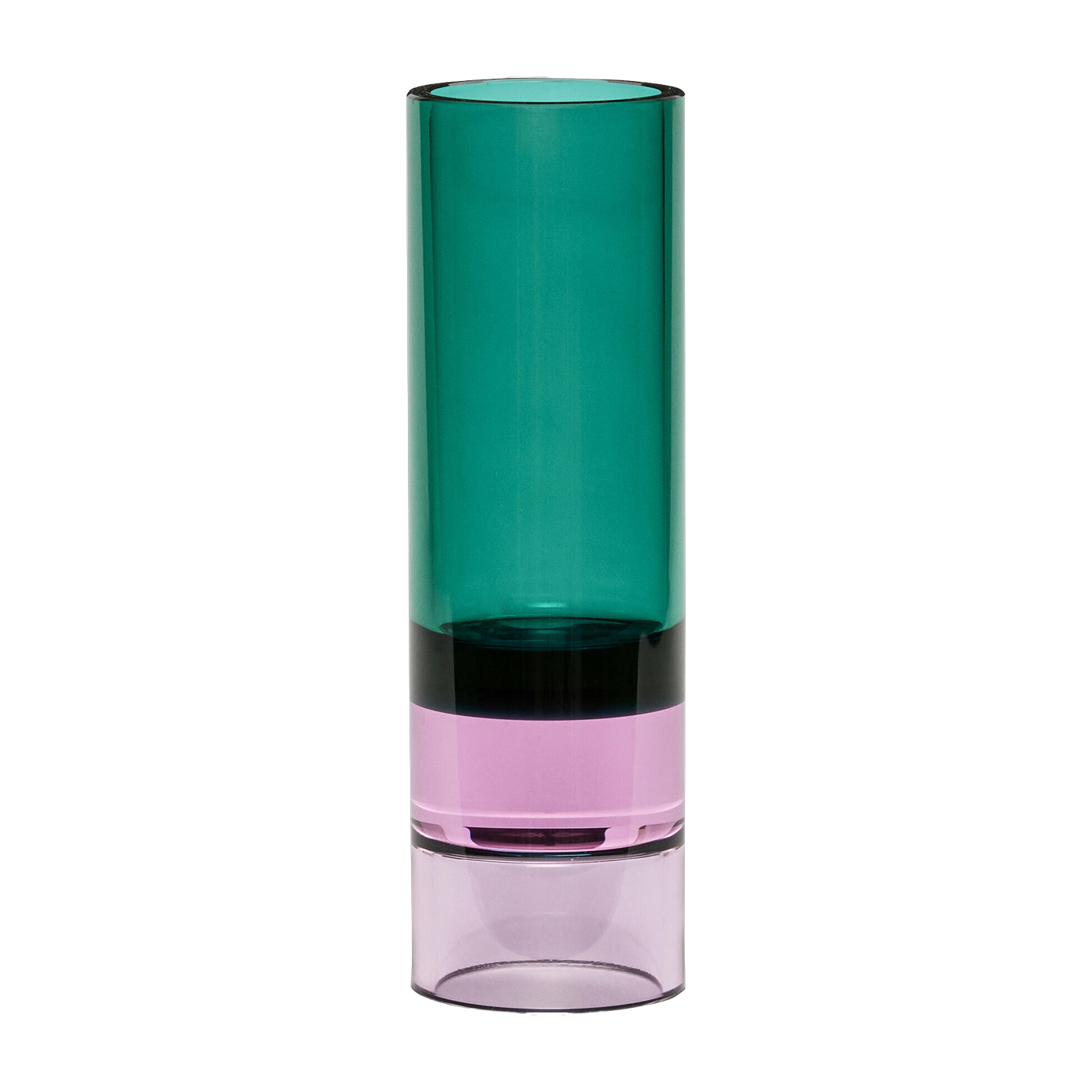Porte-bougie en cristal vert et rose Astro - Hübsch